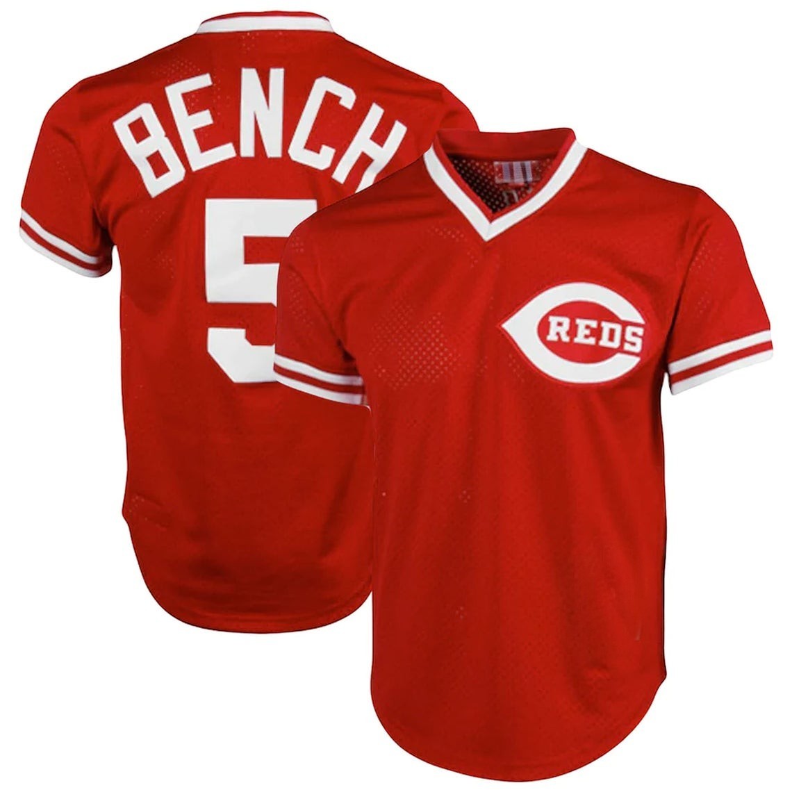 Sports Jersey Direct Johnny Bench Cincinnati Reds number 5 red baseball jersey with white lettering and trim