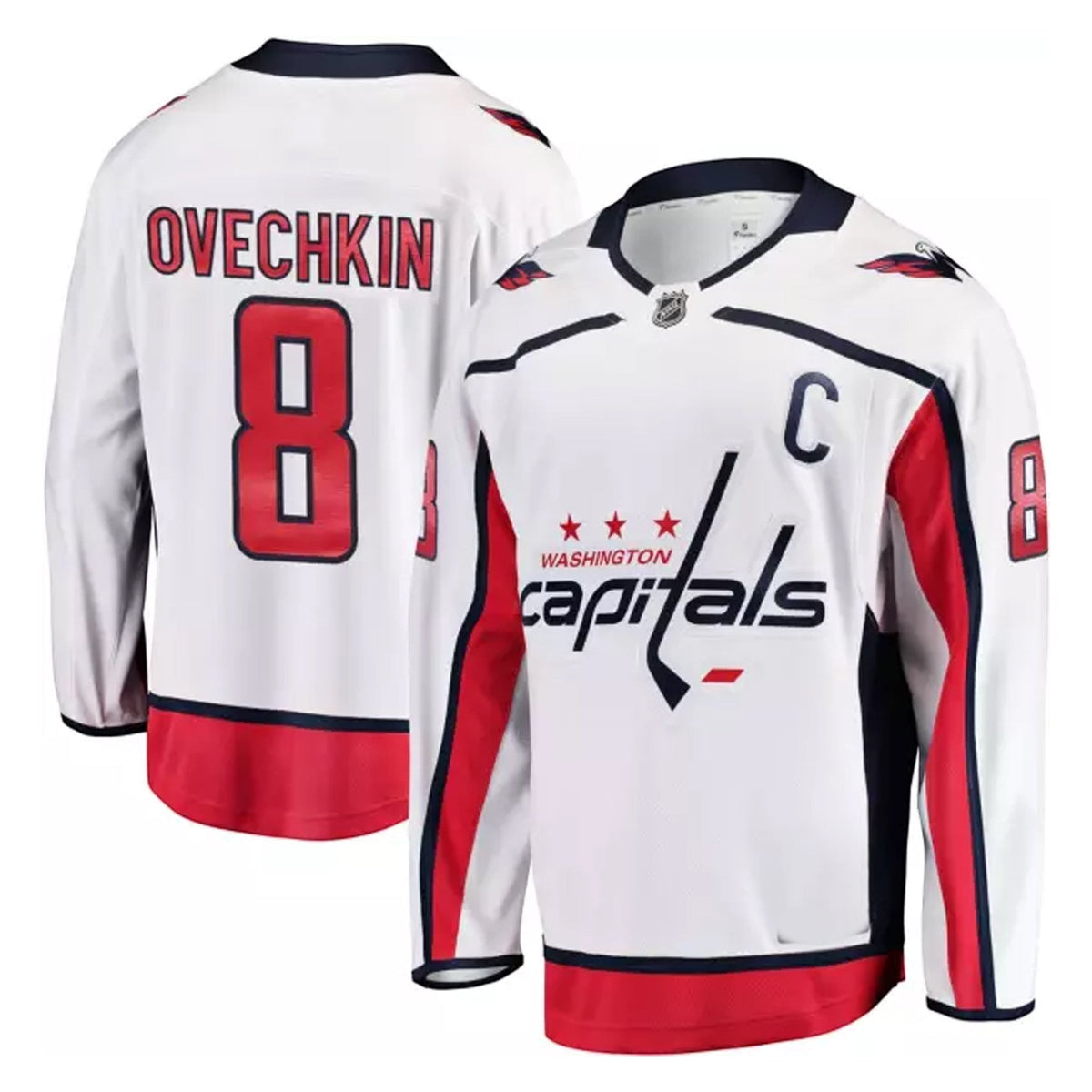 Sports Jersey Direct Alexander Ovechkin Washington Capitals number 8 white hockey jersey with team graphics
