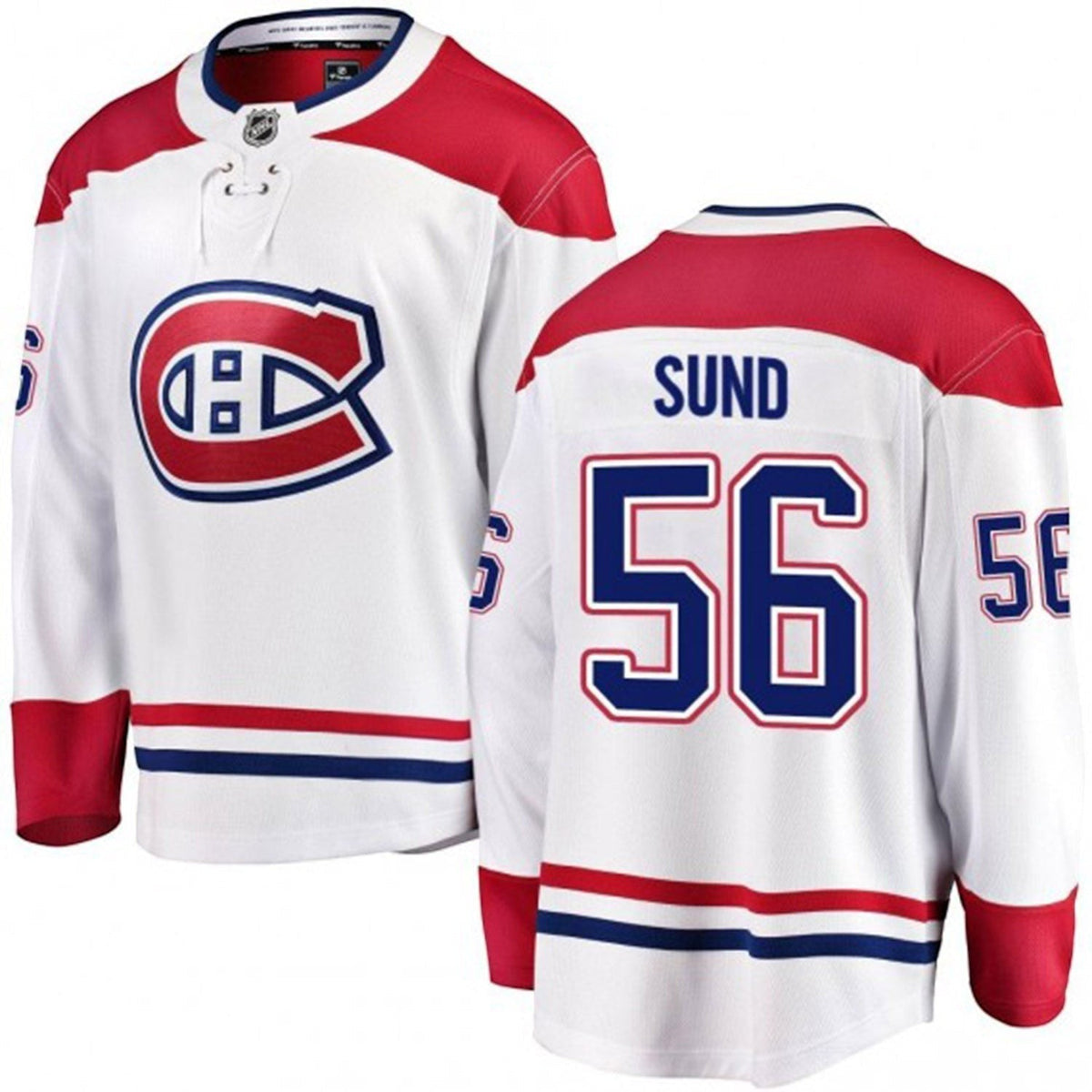 Sports Jersey Direct Tony Sund Montreal Canadiens 56 white hockey jersey with red and blue team details